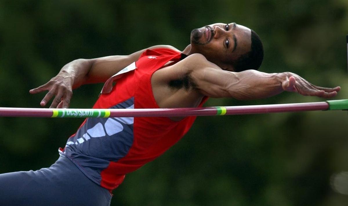 Jamie Nieto competes in the high jump at the Mt. SAC Relays in Walnut on April 18, 2004. The four-time U.S. high jump champion and two-time Olympian from Sacramento is learning how to work his body again after becoming paralyzed following a failed back flip.