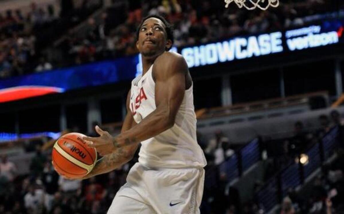 USA’s DeMar DeRozan goes up for a dunk during the second half of an exhibition game against Venezuela on Friday, July 29, 2016, at the United Center in Chicago.
