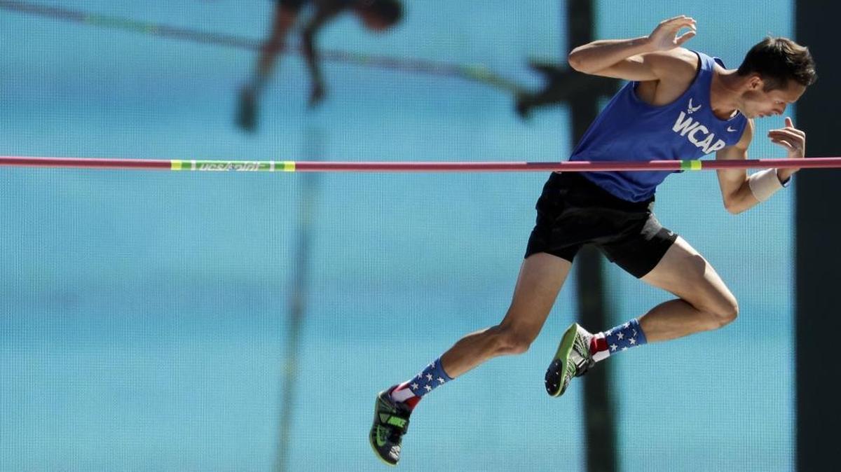 Cale Simmons finished second in the men’s pole vault event at the U.S. Olympic Track and Field Trials on July 4, 2016, in Eugene Ore.
