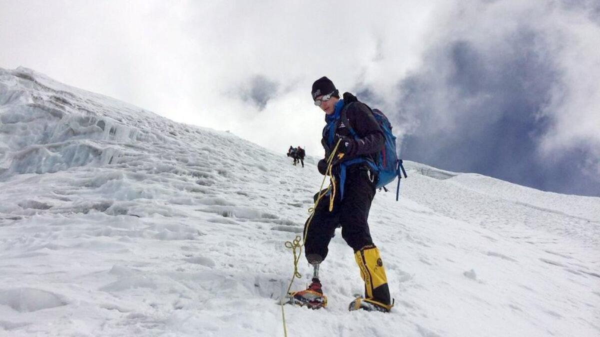 Charlie Linville on an acclimitization climb on Lobuche in Nepal. "When my mind starts to get weak on the mountain, I go back to my experience and I go, 'Well, you got through that so you can get through this.'"