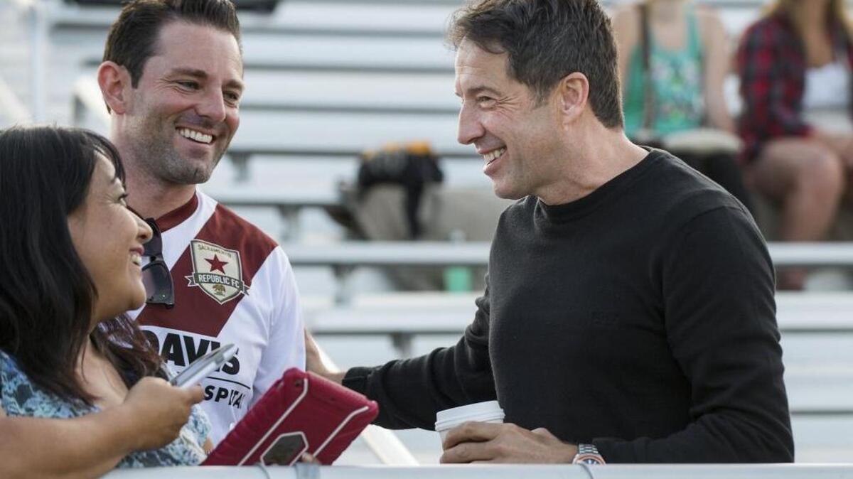 FILE -- Fans congratulate Republic FC head coach Predrag “Preki” Radosavljevic prior to the match between Republic FC and the LA Galaxy II at Bonney Field in Sacramento on Saturday, July 11, 2015. Preki left Republic FC in 2015. On Jan. 12, 2018, the Seattle Sounders FC of Major League Soccer hired Preki as an assistant coach.