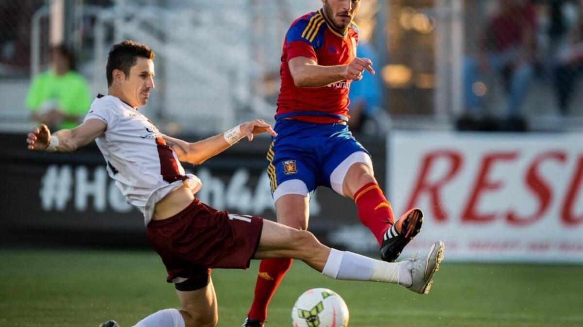 Sacramento Republic FC defender Nemanja Vukovic (12) attempts to block a shot taken by the Real Monarchs SLC during the first half at a game between the Sacramento Republic FC and Real Monarchs SLC on Saturday, May 30, 2015, at Bonney Field in Sacramento, Calif. Vukovic was sent to the Indy Eleven for cash.