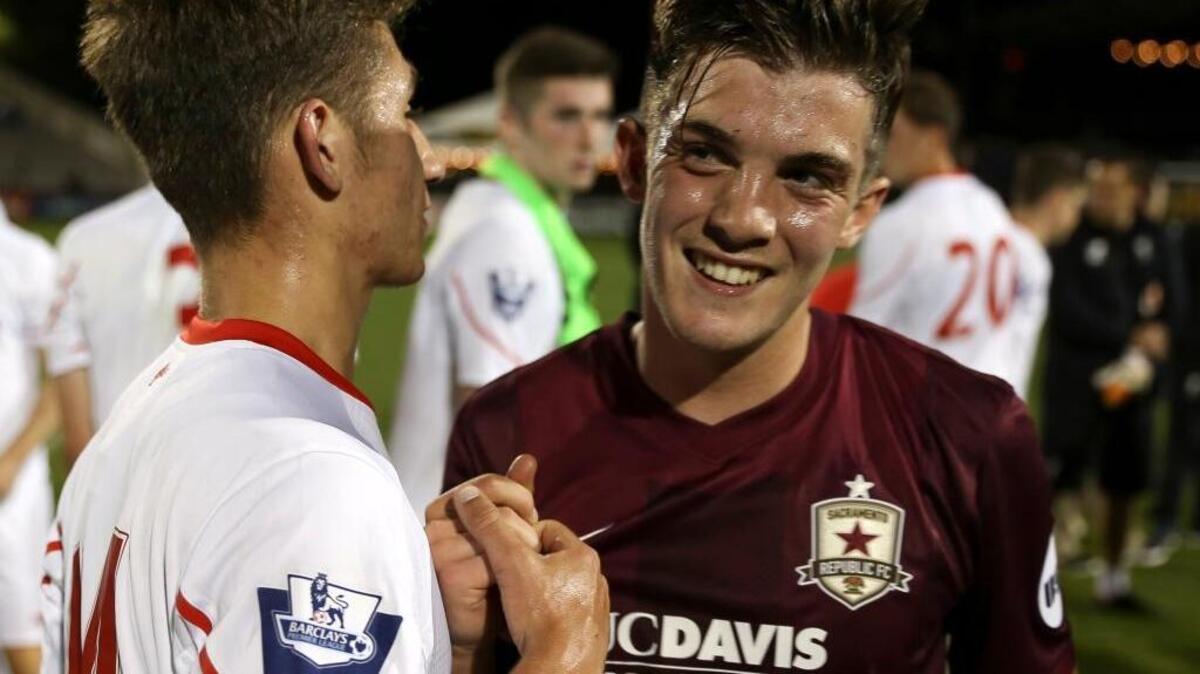 Midfielder Daniel Trickett-Smith, right, for the 2016 season. Trickett-Smith most recently played with the Liverpool Football Club U21s and made his Republic FC debut against his former team on Saturday, May 21 at Bonney Field in Sacramento.