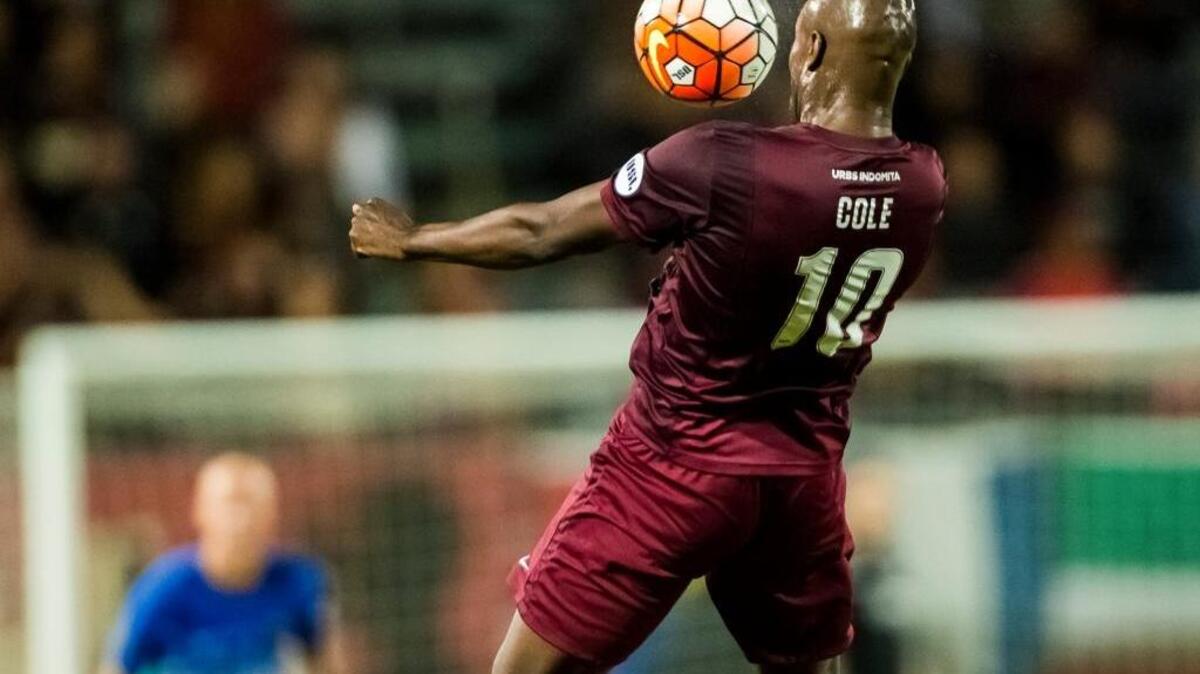 Carlton Cole made four appearances for Repulic FC. Here he collects the ball during the second overtime period of the USL Western Conference first-round playoff game between the Republic FC and the visiting Orange County Blues FC at Bonney Field on Saturday Oct 1, 2016.