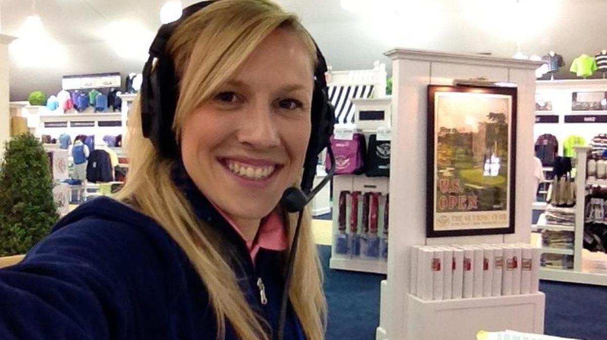 Clovis High grad Kate Scott broadcasting live from last year's US Open at the Olympic Club in San Francisco. Kate Scott, Morning Sports Anchor, KNBR 680 AM. Special to the Bee