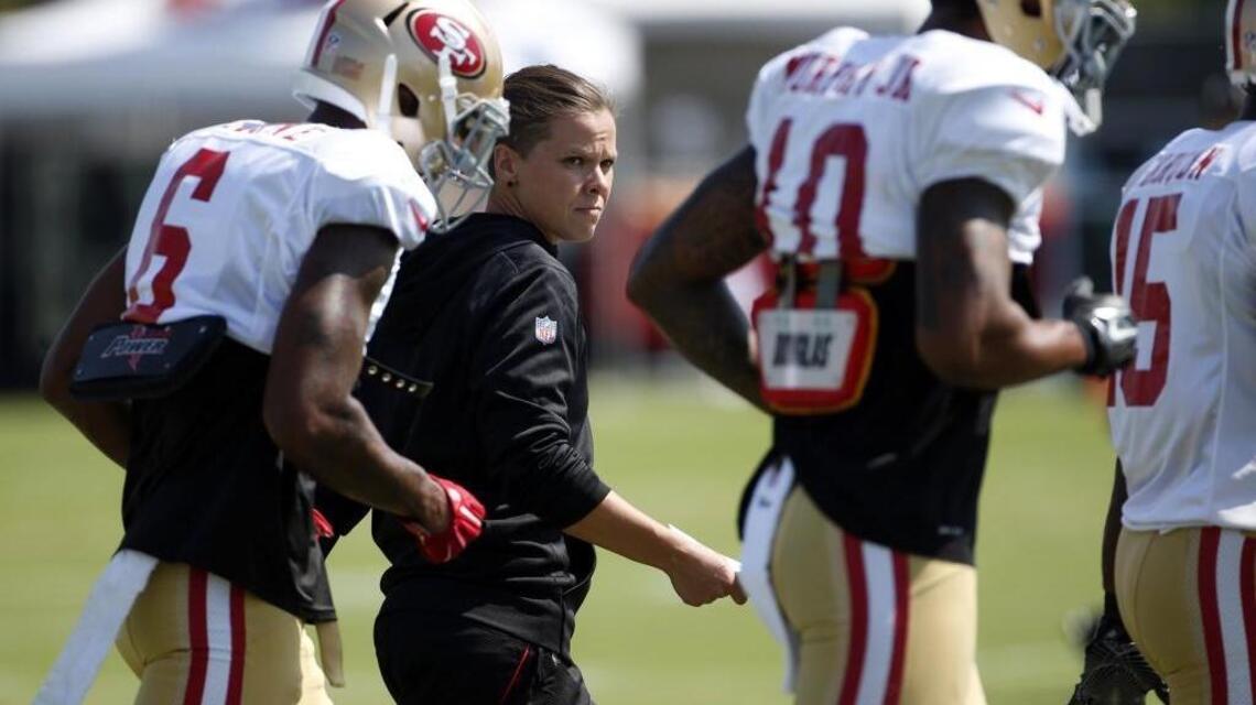 49ers female assistant Sowers takes 2 whacks at tradition. What took so long for NFL?