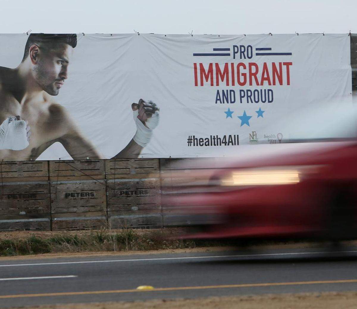 Jose Ramirez's "Pro Immigrant and Proud" billboard.