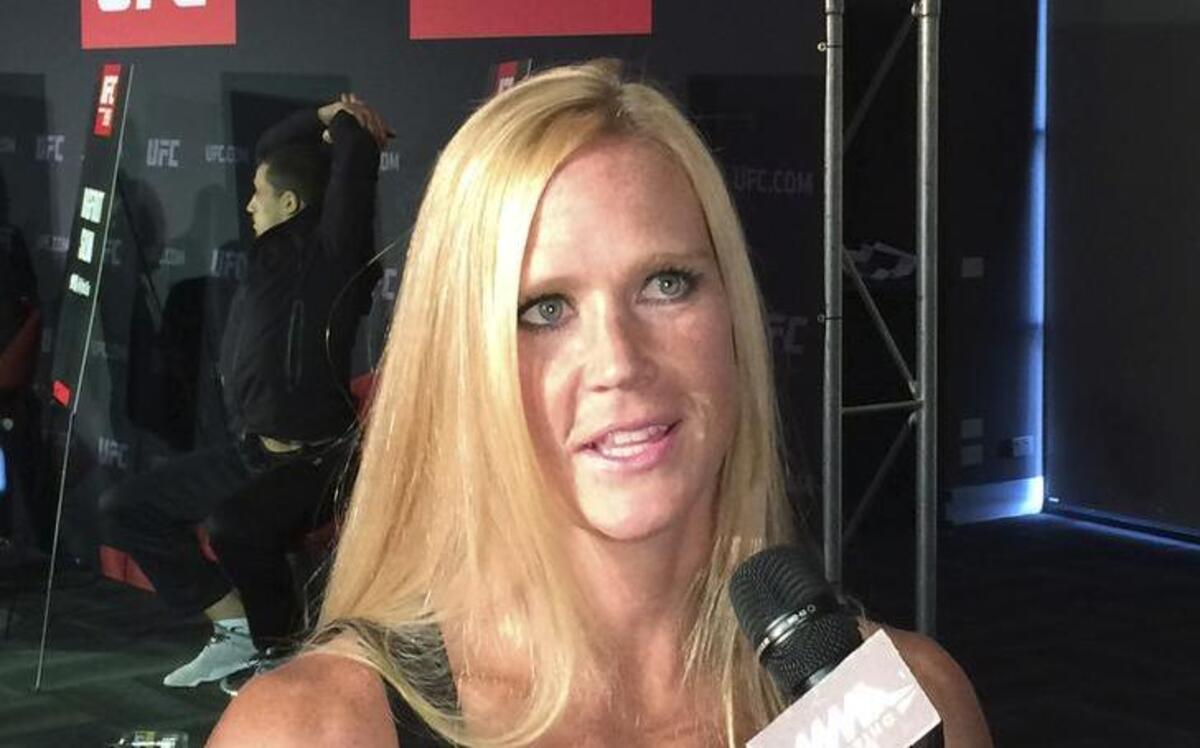 Holly Holm of the U.S. talks about her upcoming UFC bantamweight title match against Ronda Rousey in Melbourne, Australia, Friday, Nov. 13, 2015. Just eight months after Australia’s Victoria state lifted its ban on cage fighting, the UFC has brought its showcase UFC 193 event Down Under, with the Rousey-Holm fight as its main event.