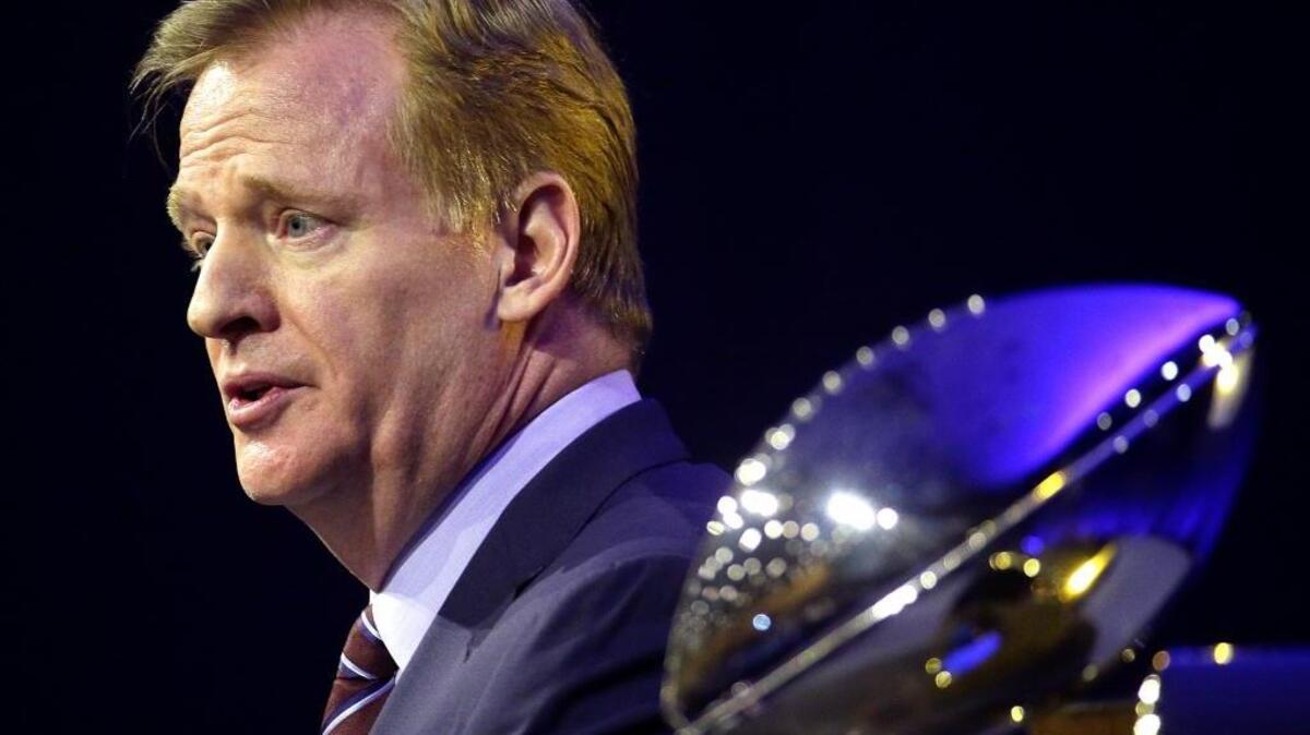 NFL Commissioner Roger Goodell speaks to the media during a news conference Friday, Feb. 5, 2016, in San Francisco. Regarding the safety of his game and neurological disease discovered in some of the NFL’s players, he said “There’s risk in life. There’s risk sitting on the couch.”
